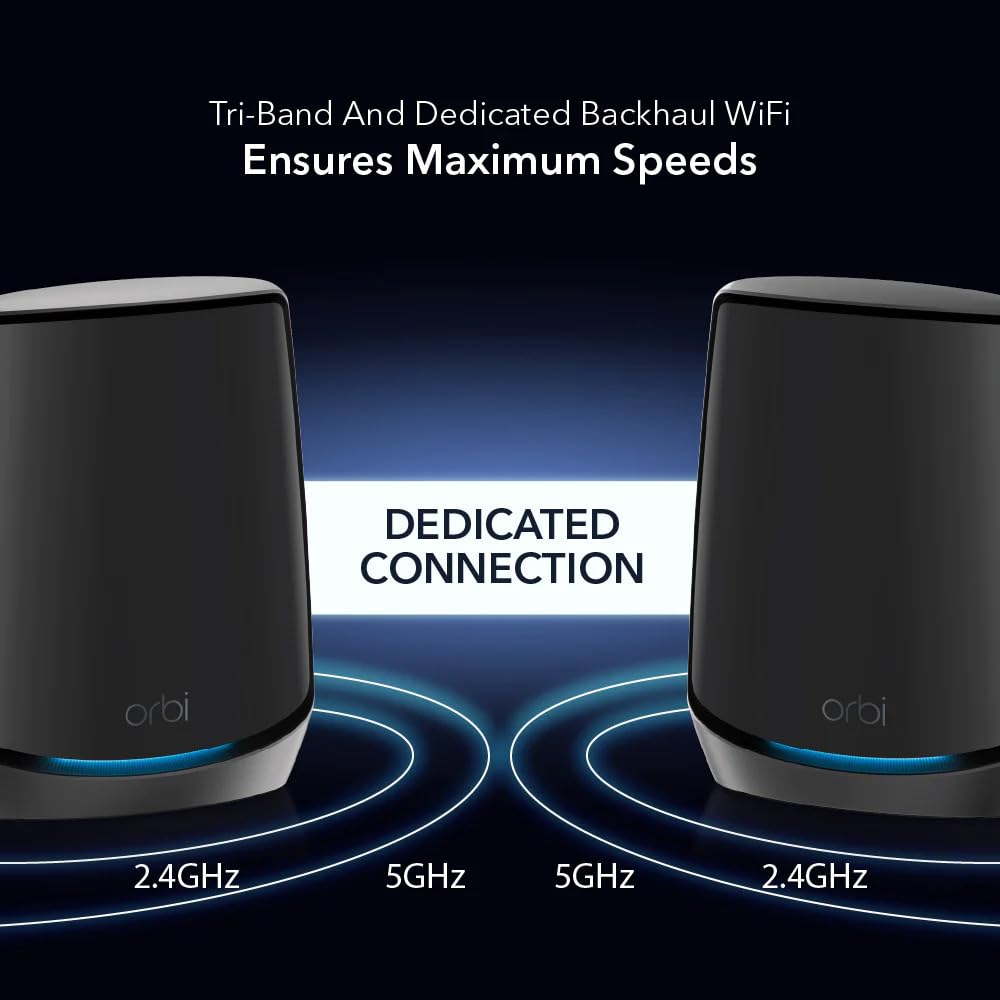 NETGEAR Orbi (RBK862SB) Tri-Band WiFi 6 Mesh System Router with 1 Satellite Extender, Coverage up to 5,400 sq. ft, 100 Devices, 10 Gig Internet Port, NETGEAR Orbi (RBK862SB) Tri-Band WiFi 6 Mesh System Router with 1 Satellite Extender, Coverage up to 5,400 sq. ft, 100 Devices, 10 Gig Internet Port,
